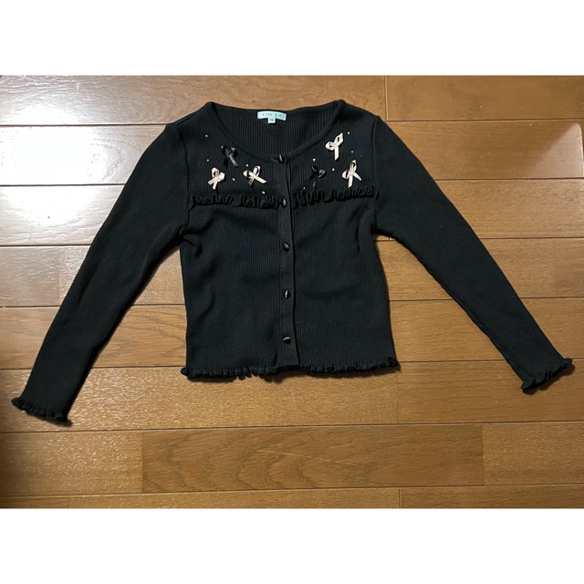 無地・新色登場! 【TOCCA トッカ】リボン カーディガン 黒 キッズ