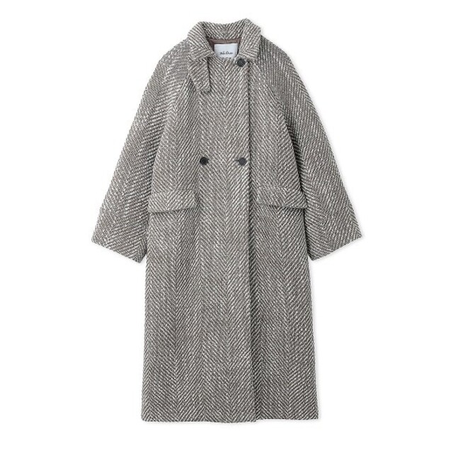 新品 22AW ヘリンボーン柄ストラップダブルコート