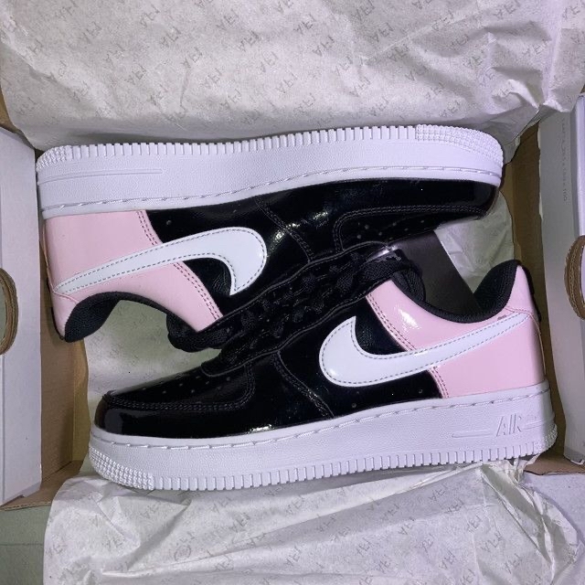 W AIR FORCE 1パテント新品メンズ25.5cm 黒x白xピンクPINK