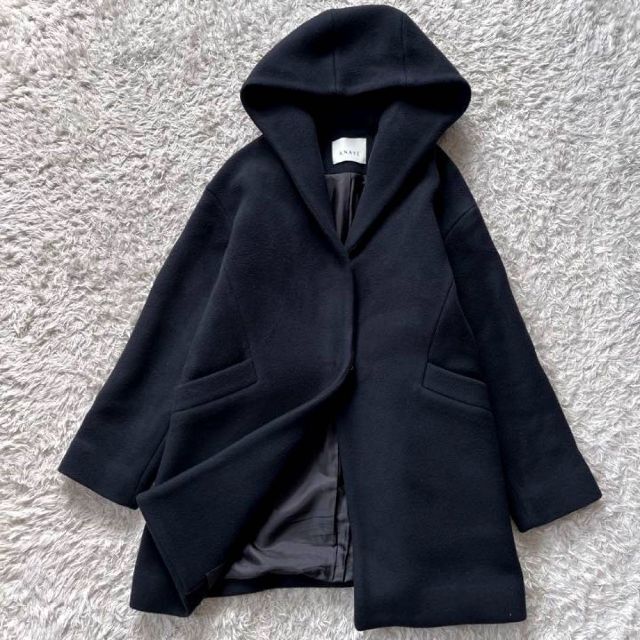 ANAYI ダブルビーバーフードコート ミドル丈 ウール 20AW カシミヤ混