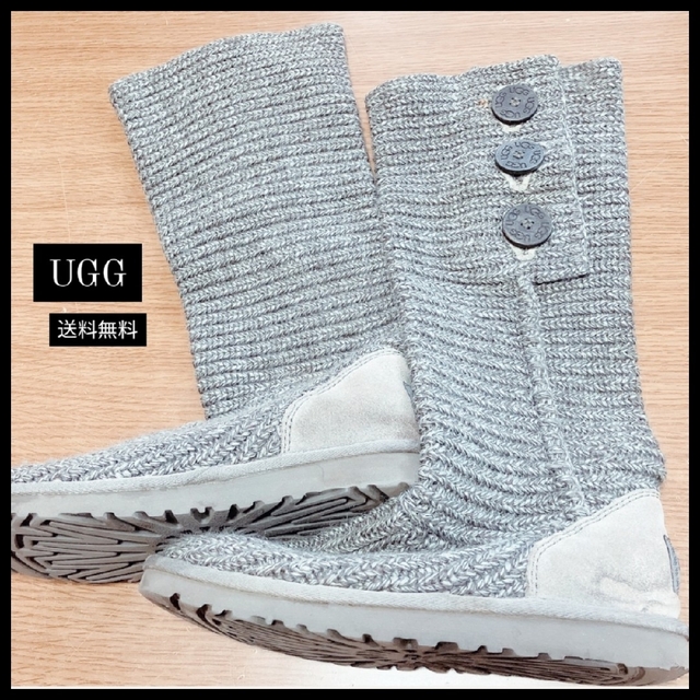 【0110】訳あり????グレー UGG ロングニットブーツ