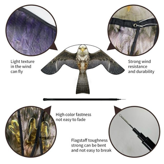 鳥よけ 鷹 タカ 鷲 棒セット 鳥おどし 鳥よけ凧 ワシ 猛禽類 吊りAiO インテリア/住まい/日用品のインテリア小物(その他)の商品写真