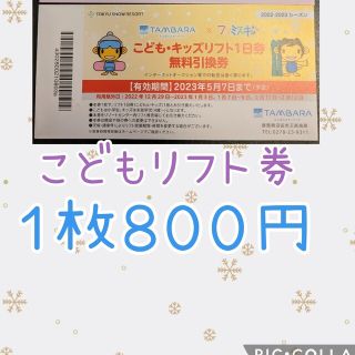 たんばらスキーパークこどもリフト券　1枚800円(スキー場)