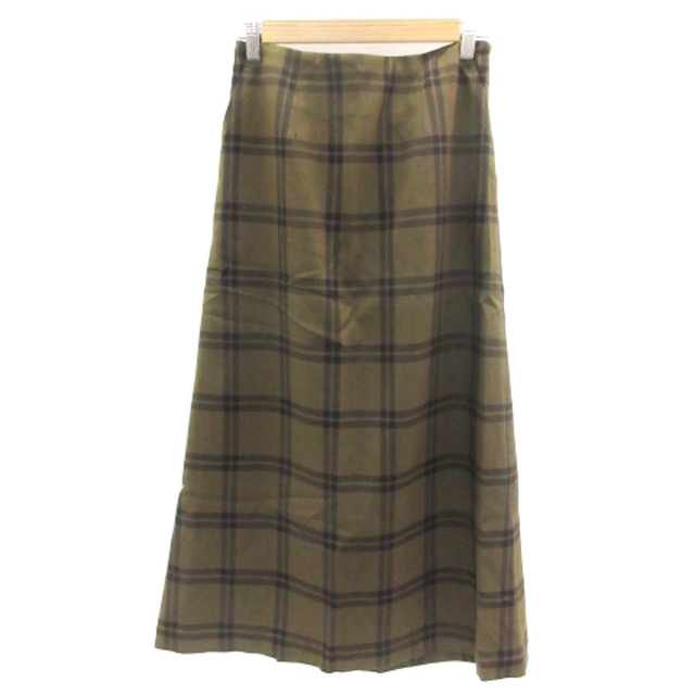 LEPSIM LOWRYS FARM(レプシィムローリーズファーム)のレプシィム ローリーズファーム フレアスカート ロング丈 チェック柄 M カーキ レディースのスカート(ロングスカート)の商品写真