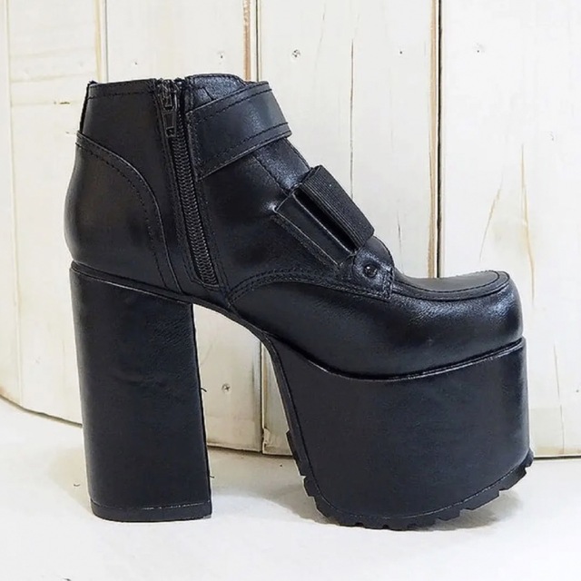 新品✨24cm ヨースケ 厚底 ショート ブーツ ブラック 黒