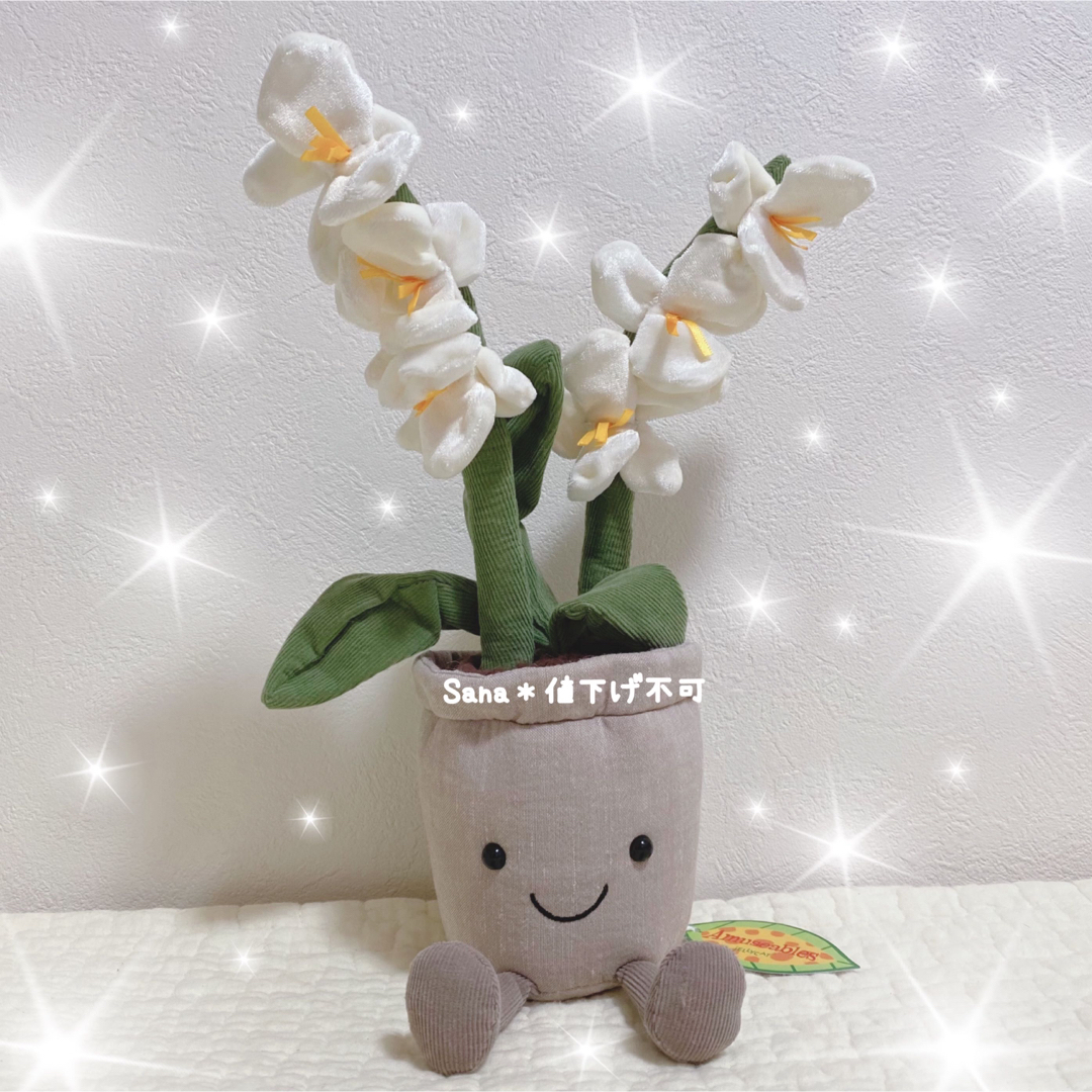 新品 タグ付き ジェリーキャット　蘭　白蘭　ぬいぐるみ　花　ラン　Orchid