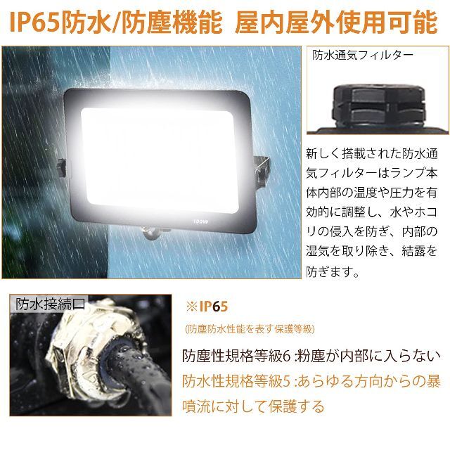 LED投光器 100W 超高輝度 作業灯 屋外 LED ライト  IP65防水防