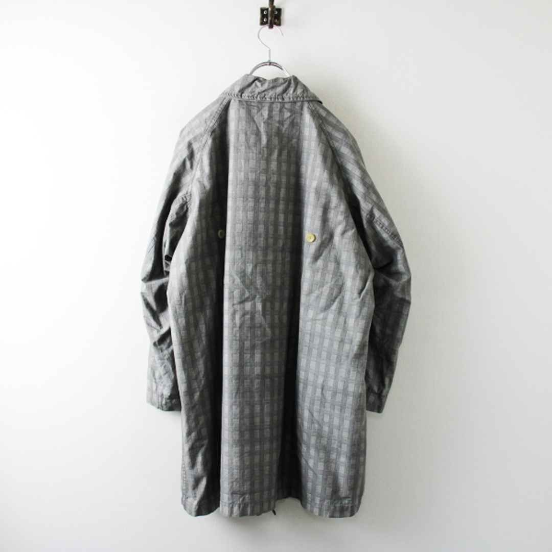 美品 定価6万 OUTIL ウティ MANTEAU LUZE CHECK チェック ハーフコート 0/グレー アウター オイルコーティング【2400013136488】