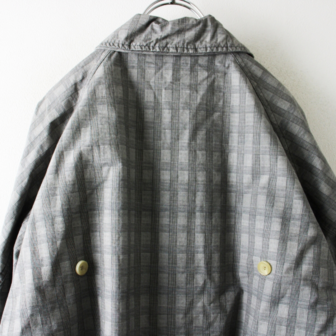 美品 定価6万 OUTIL ウティ MANTEAU LUZE CHECK チェック ハーフコート 0/グレー アウター オイルコーティング【2400013136488】