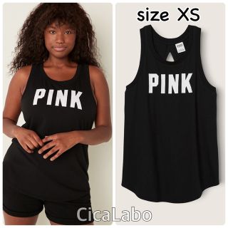 ヴィクトリアズシークレット(Victoria's Secret)の【新品】VS PINK ニット レーサーバック タンクトップ ブラック XS(タンクトップ)