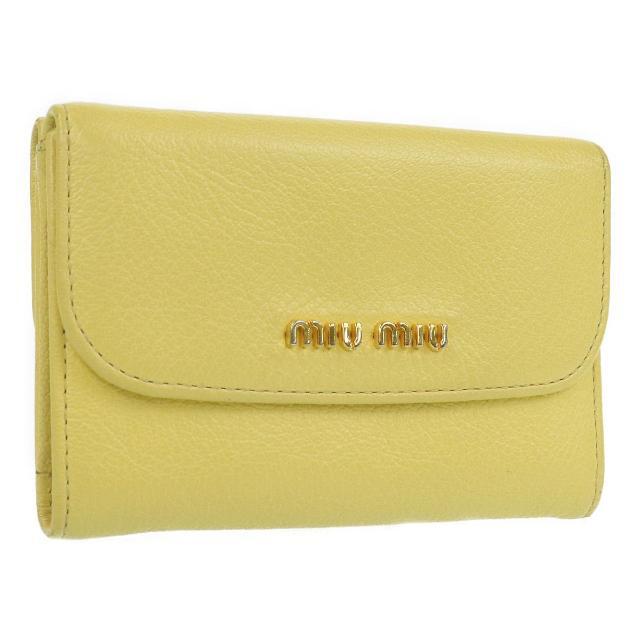 ミュウミュウ コンパクト財布 イエロー レザー MIUMIU | Wホック