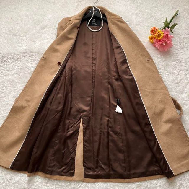 【美品】INED カシミヤ100% ロングコート キャメル　ベージュ　ベルト