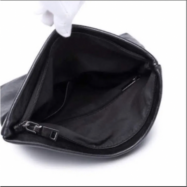 オシャレ レザー クラッチバッグ 二つ折り メンズクラッチ 黒 ブラック メンズのバッグ(セカンドバッグ/クラッチバッグ)の商品写真