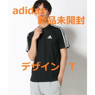 アディダス(adidas)の【新品未開封】アディダス　デザインTシャツ L ブラック ライン入り(Tシャツ/カットソー(半袖/袖なし))