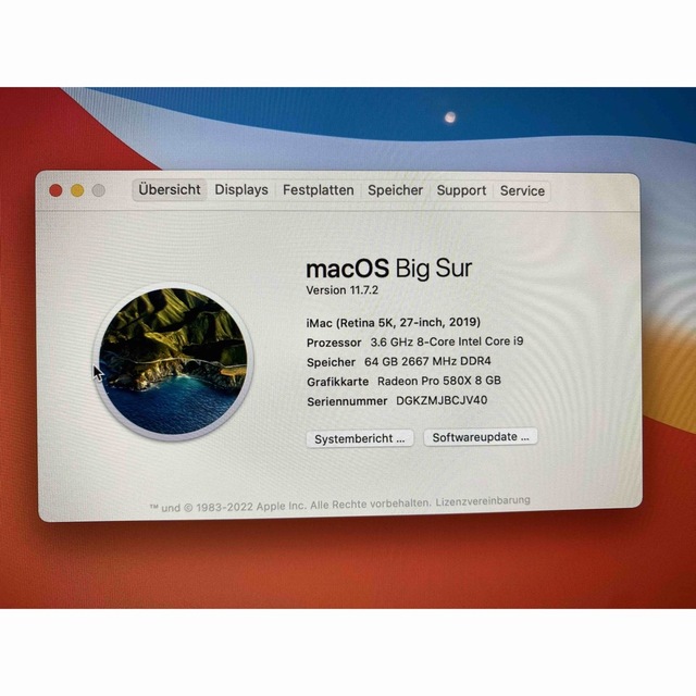 Mac (Apple)(マック)のApple iMac i9 64GB(ドイツモデル)マウス付き スマホ/家電/カメラのPC/タブレット(デスクトップ型PC)の商品写真