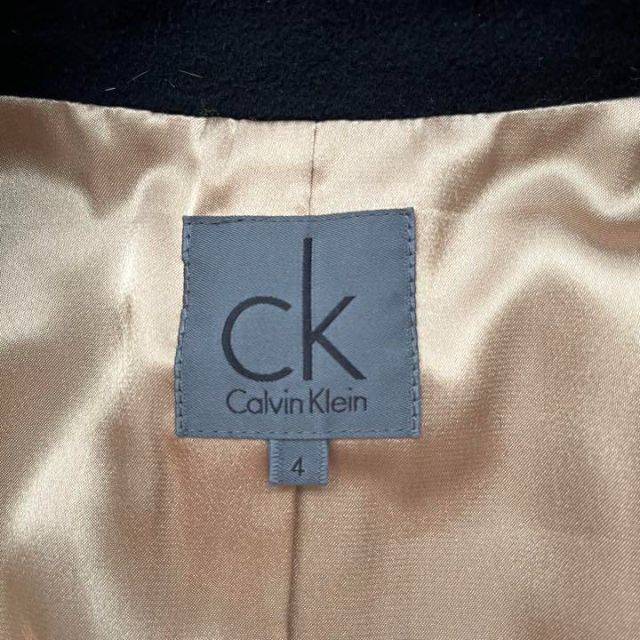 Calvin Klein(カルバンクライン)の【美品】Calvin Klein  カシミヤ混　ロングコート  ベルト　ブラック レディースのジャケット/アウター(ロングコート)の商品写真