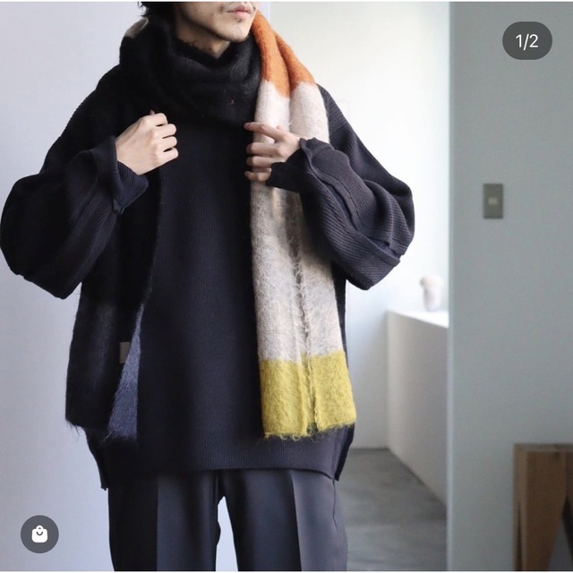 yoke MOHAIR BORDER LONG STOLE 22aw マフラー-