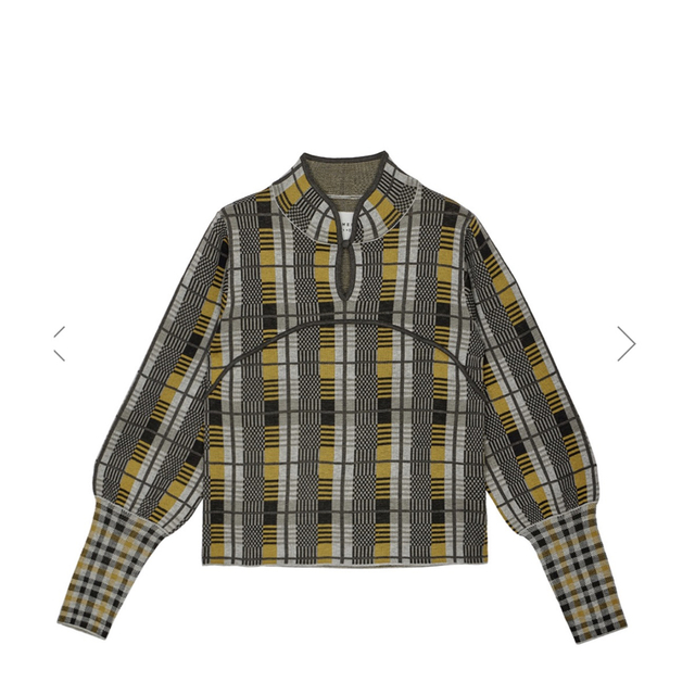 Ameri 新品 SWITCHING CHECK KNIT TOP 分割 セール 40%割引