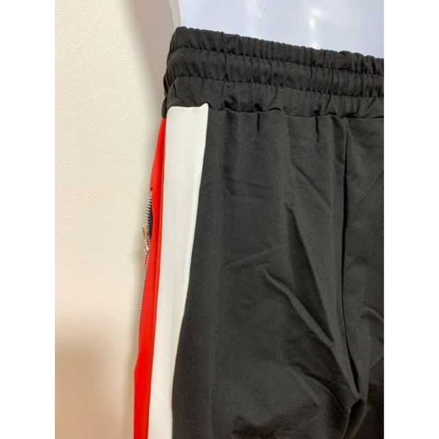ジョガーパンツ　赤白ダブルライン　スキニースウェット　メンズ　レディース　黒XL メンズのパンツ(その他)の商品写真