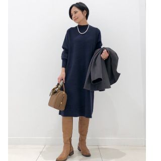 ユニクロ(UNIQLO)のスフレヤーンモックネックワンピース（スムース･長袖）(ひざ丈ワンピース)