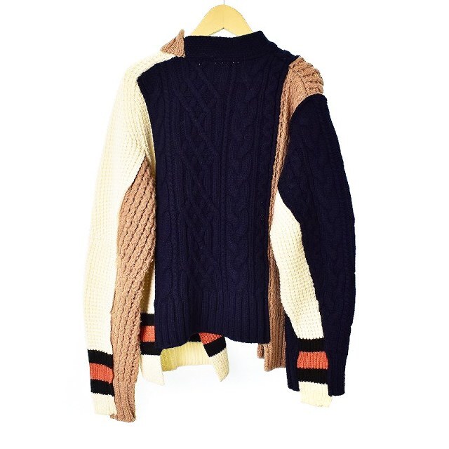 sacai(サカイ)のsacai 18AW Asymmetry Knit ニット ライダース ケーブル レディースのトップス(ニット/セーター)の商品写真