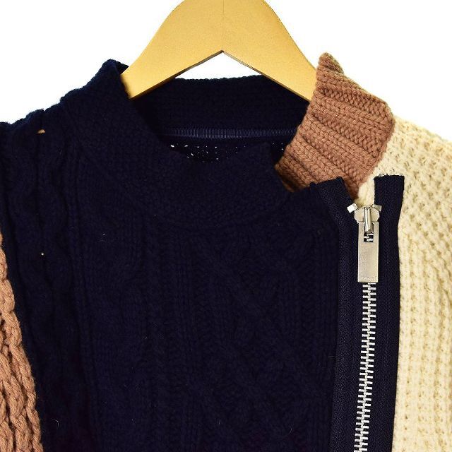 sacai - sacai 18AW Asymmetry Knit ニット ライダース ケーブルの通販 sacai - sacai 18AW Asymmetry Knit ニット ライダース ケーブルの通販