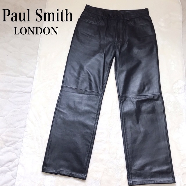 その他【極美品】大きいサイズ Paul Smith LONDON レザーパンツ  牛革