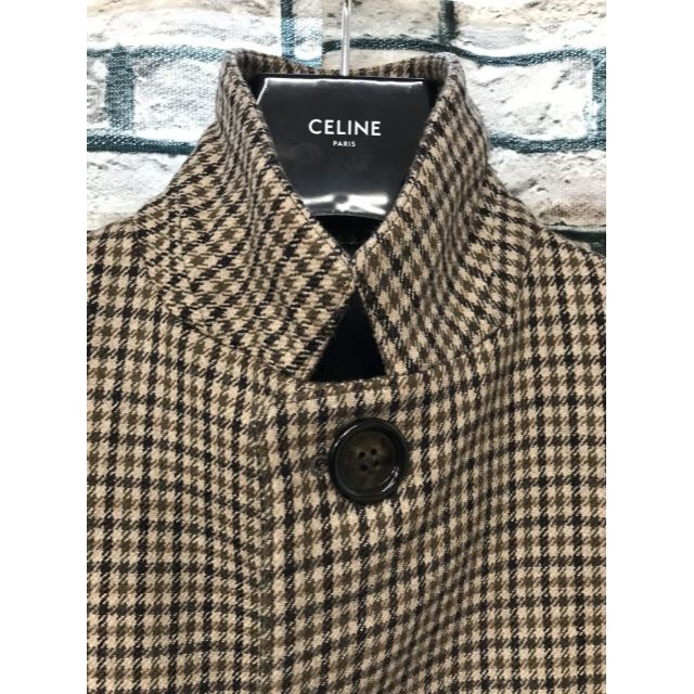 CELINE セリーヌ★21AW ハイネック千鳥格子オーバーサイズコート