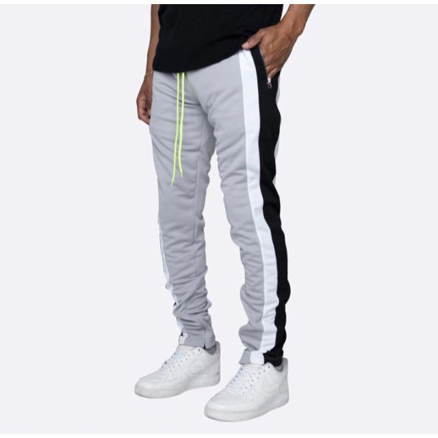 ジョガーパンツ　黒白　ライン　ジャージ　スウェット　メンズお洒落　グレー　XL メンズのパンツ(その他)の商品写真