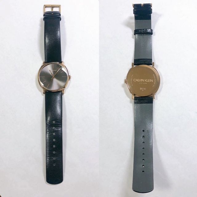【美品　24時間発送】カルバンクライン　メンズ　腕時計　革ベルト　アナログ