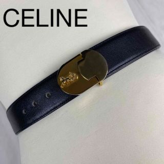 セリーヌ(celine)の美品✨CELINE セリーヌ　ベルト　馬車金具　ブラック　レザー　ゴールド金具(ベルト)