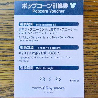 ディズニー(Disney)のディズニーリゾート★ポップコーン引換券(フード/ドリンク券)