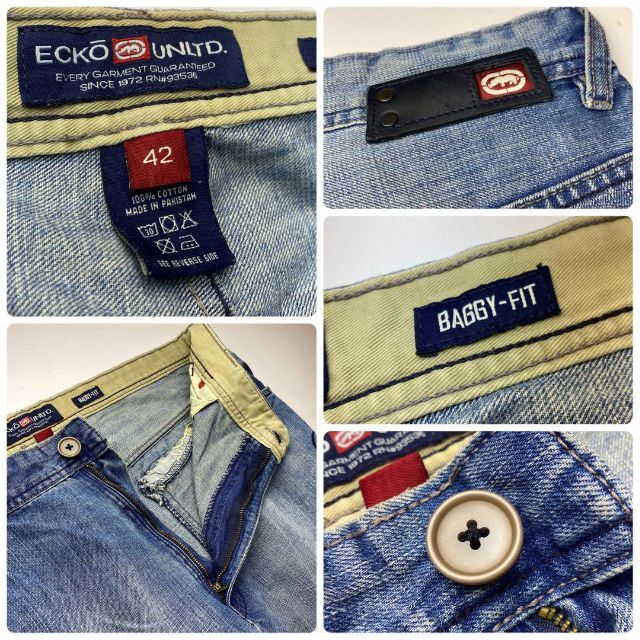 ECKŌ UNLTD（ECKO UNLTD）(エコーアンリミテッド)のエコーアンリミテッドデニムストリートw42刺繍ジーパンバギーパンツy2kb系極太 メンズのパンツ(デニム/ジーンズ)の商品写真