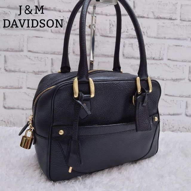 美品 J&M DAVIDSON ミニミア ハンドバッグ 黒 レザー 南京錠付き12ｃｍハンドルの高さ