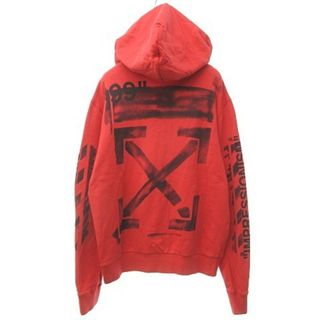 オフホワイト(OFF-WHITE)の19SS パーカー ジップアップ アローロゴ ステンシル コットン レッド L(パーカー)