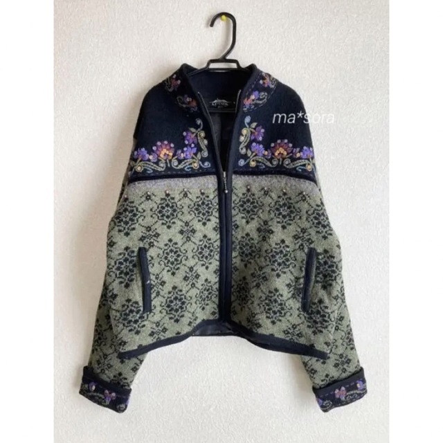 USA vintage embroidery knit jacket