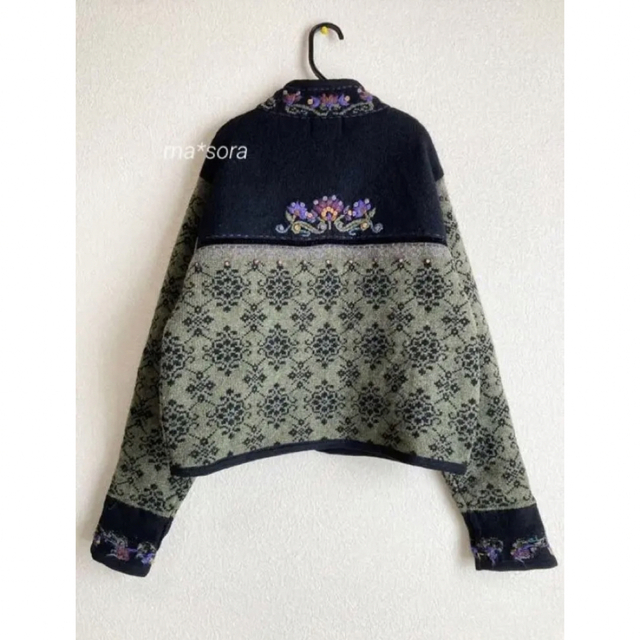 USA vintage embroidery knit jacket