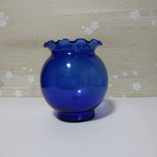 未使用　ブルー　花瓶　金魚鉢型(花瓶)