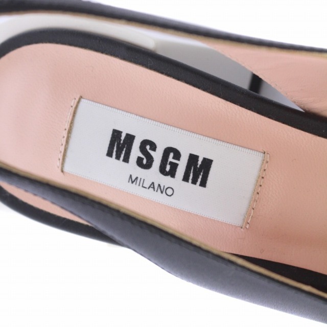 MSGM(エムエスジイエム)のエムエスジーエム MSGM パンプス チャンキーヒール レザー 24cm 黒 白 レディースの靴/シューズ(ハイヒール/パンプス)の商品写真