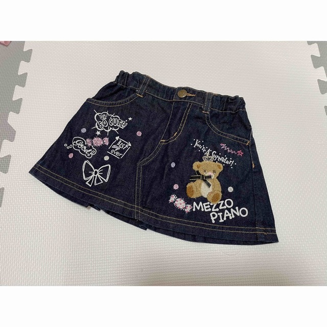 mezzo piano(メゾピアノ)のメゾピアノ くまデニム スカート キッズ/ベビー/マタニティのキッズ服女の子用(90cm~)(スカート)の商品写真