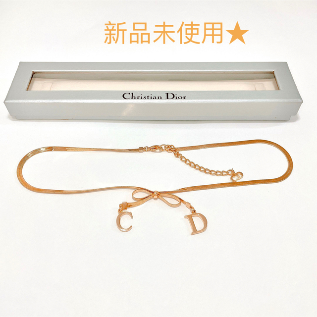 ディオール　Dior リボン　チョーカー　ネックレス　ヴィンテージ　箱付　未使用のサムネイル