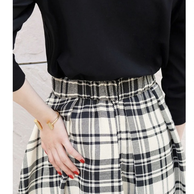 GIRL(ガール)のエルフランク ELFRANK チェックタックフレアロングスカート レディースのスカート(ロングスカート)の商品写真