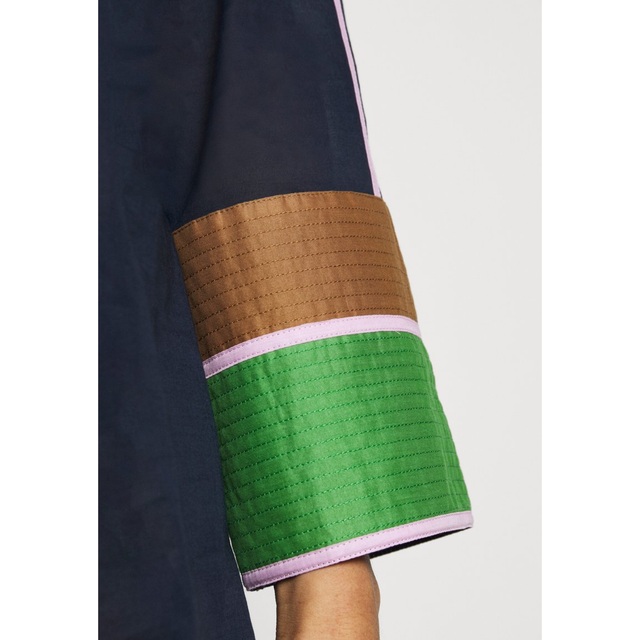 新品】TORY BURCH カラーブロックロングワンピース ネイビー-
