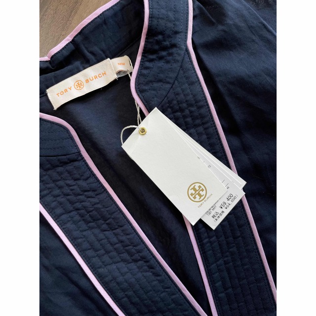新品】TORY BURCH カラーブロックロングワンピース ネイビー-