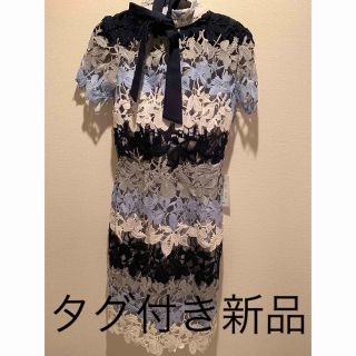 アン(an)の【タグ付き新品】 an レースリボンドレス　Sサイズ(ミニドレス)