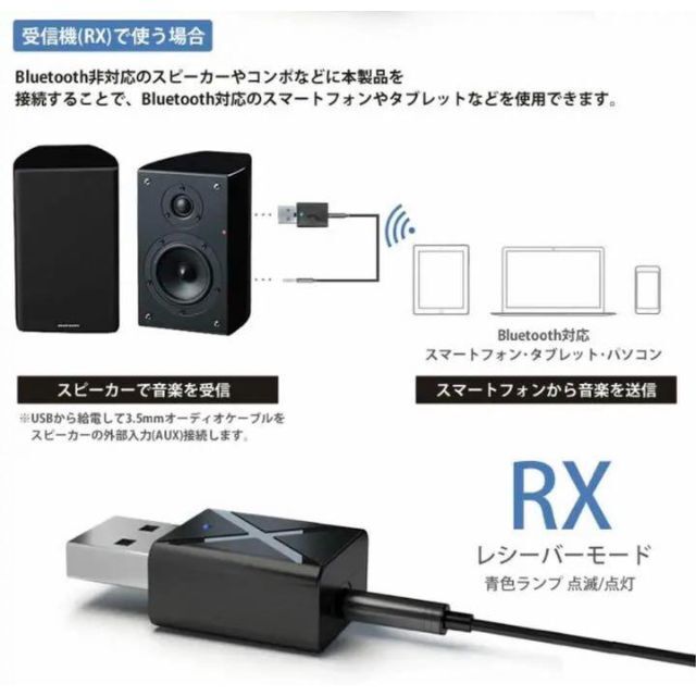 トランスミッター レシーバー Bluetooth ワイヤレス 2 in 1 スマホ/家電/カメラのスマホ/家電/カメラ その他(その他)の商品写真