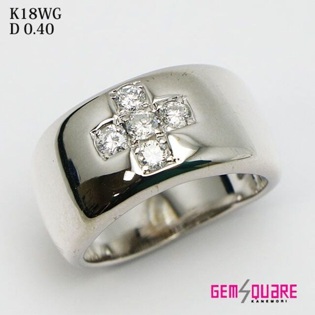 K18WG ダイヤ クロスデザイン リング 指輪 12.5号 仕上げ済