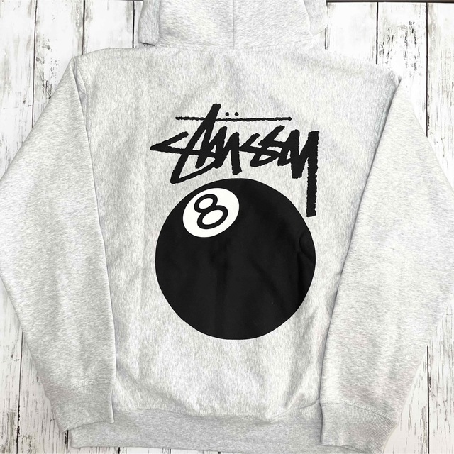 【新品】stussy スウェットパーカー　サイズL グレー　8ボール 4