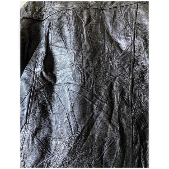 "継ぎ接ぎ" パッチワーク vintage 黒 レザー ライダースジャケット メンズのジャケット/アウター(ライダースジャケット)の商品写真