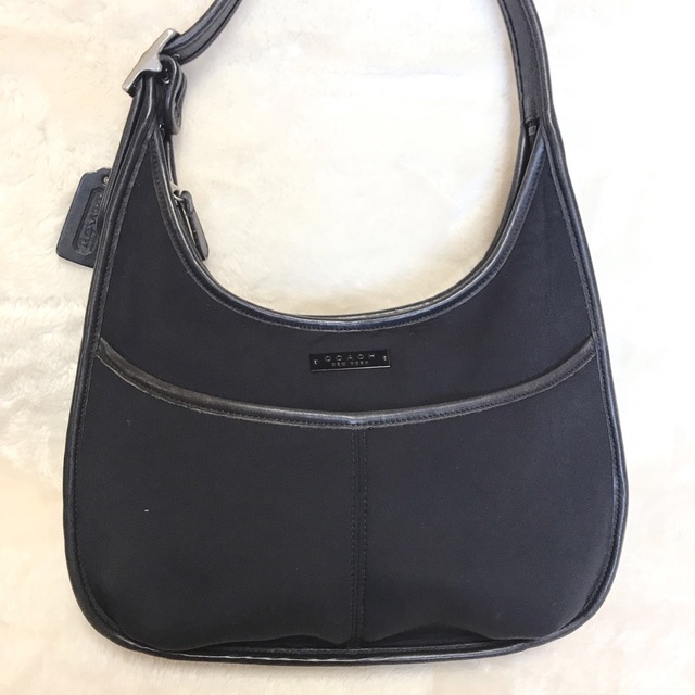 【美品】COACH コーチ ワンショルダーバッグ レザー キャンバス ブラック 1